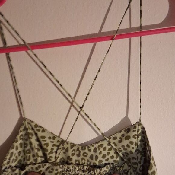 ZARA Green Leopard Print Slip Dress Size XS - Picture 7 of 16
